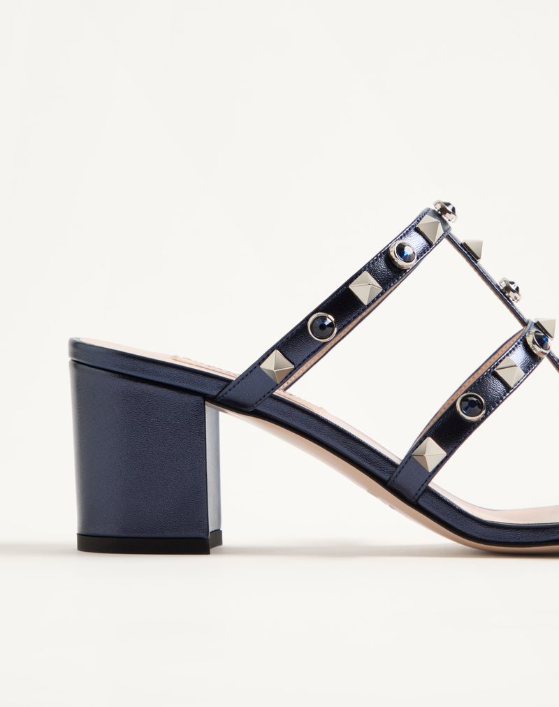 Rockstud Slidesandaler i lamineret nappa med 60 mm cabochon