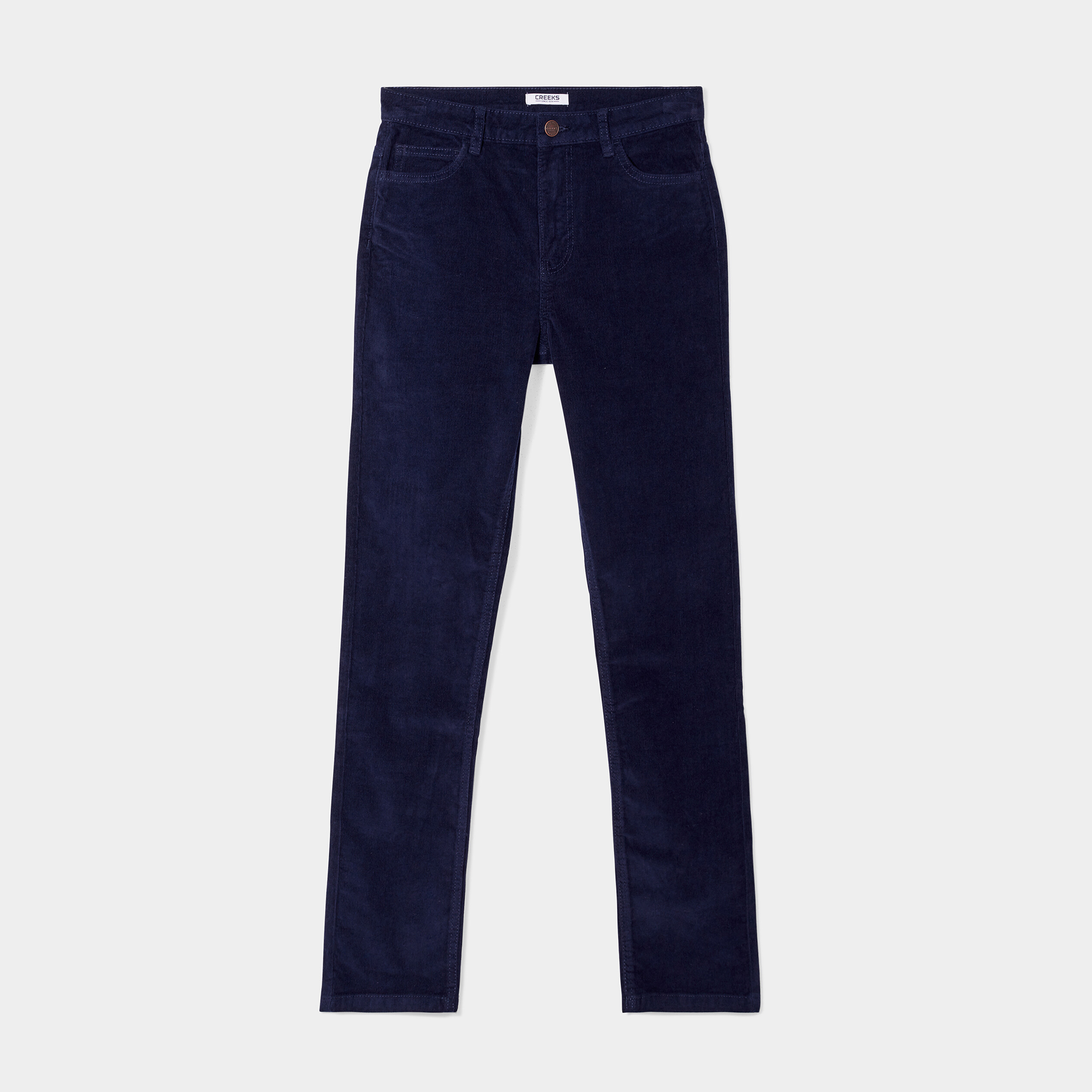 Pantalon slim velours coton Creeks bleu marine femme | La Halle