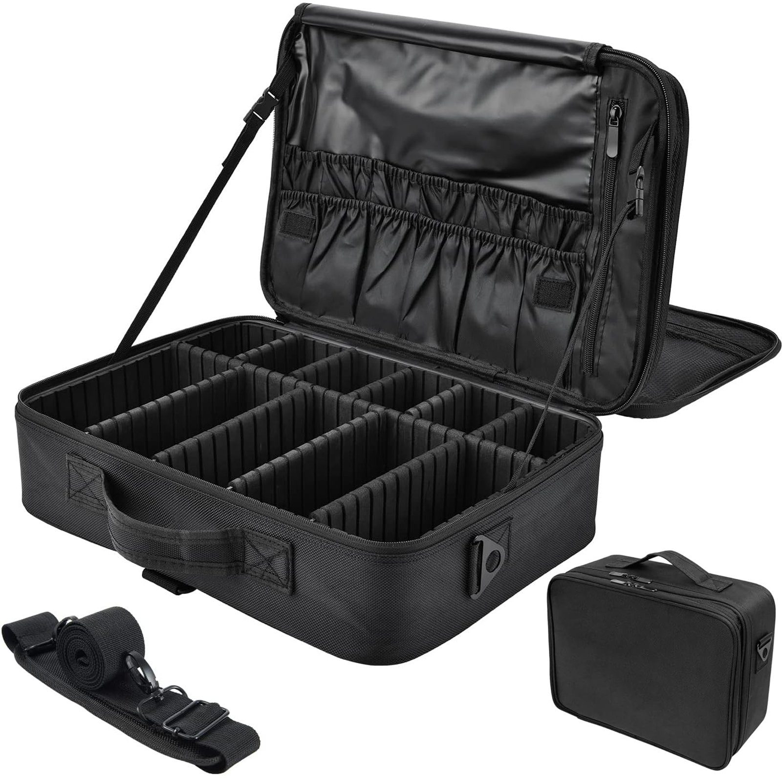 iceagle Kosmetikkoffer Kosmetiktasche, Kosmetikkoffer Große Kapazität Make Up Organizer (Tasche wasserdichte Portable Künstler Schminkkoffer, Reise Schminktasche für Damen und Mädche), Make up Bag Tasche mit Verstellbare Trennwände und Riemen