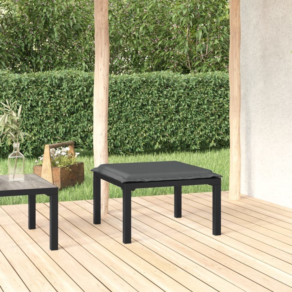 vidaXL Loungesofa Gartenhocker mit Kissen Schwarz und Grau Poly Rattan, 1 Teile