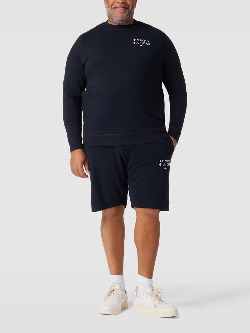 PLUS SIZE Bermudas mit elastischem Bund und Label-Stitching in marineblau