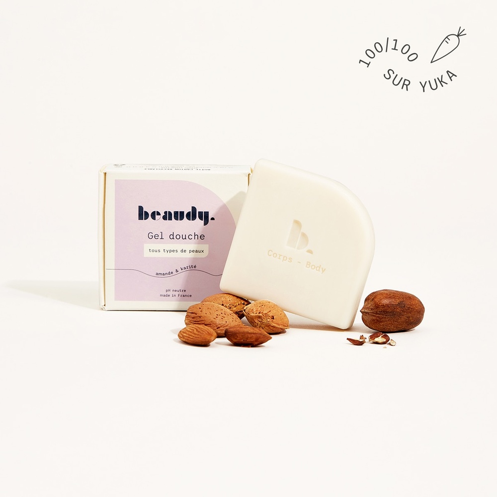 beaudy Gel Douche Solide - Huiles d'Amande & Beurre de Karité - 100g Gel Douche Solide