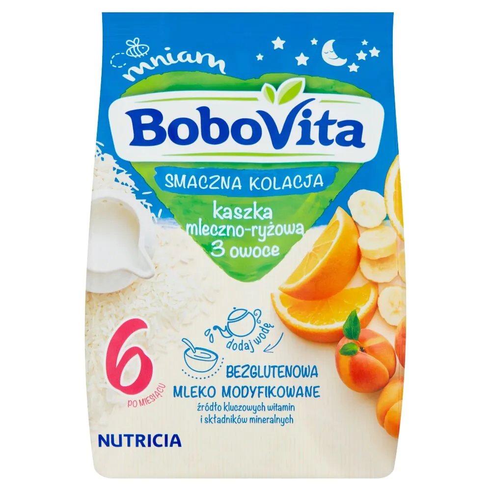 Bobovita χυλός γάλακτος-ρυζιού με φρούτα