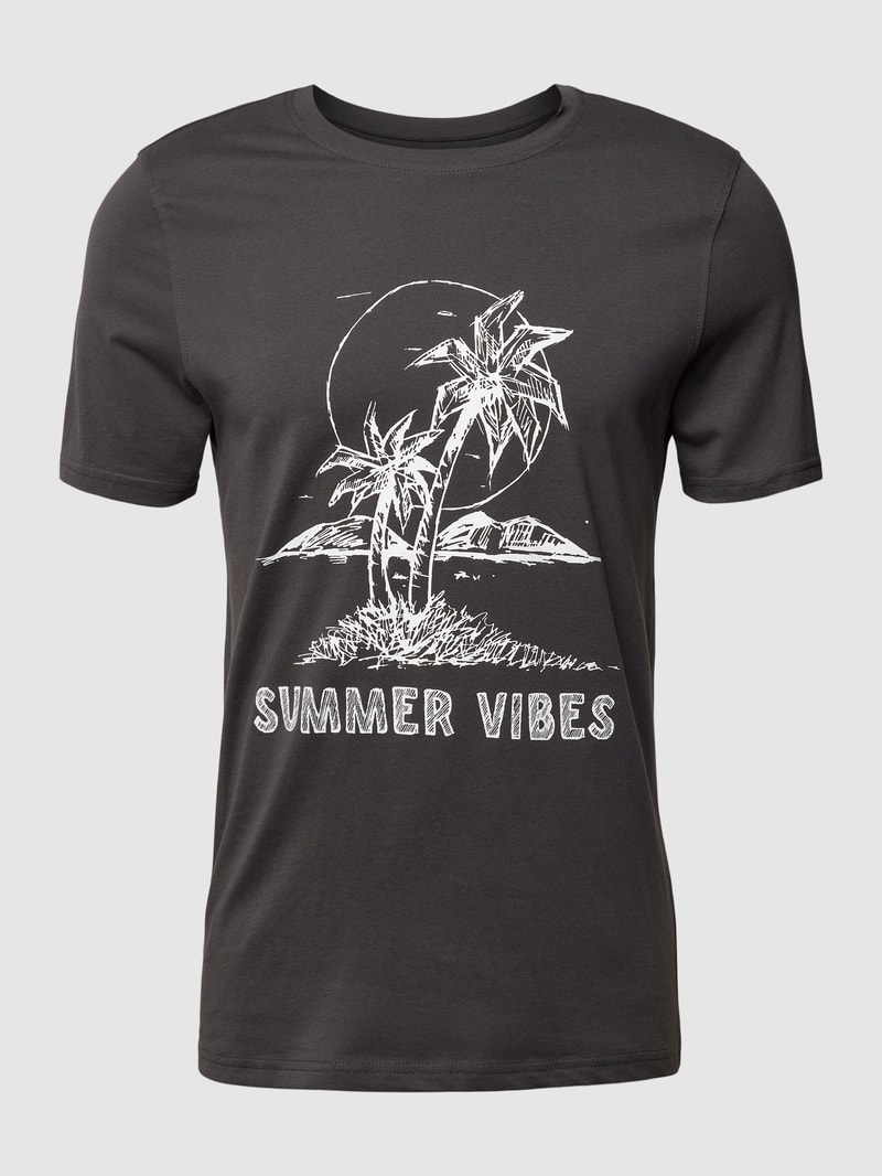 T-Shirt mit Motiv-Print in dunkelgrau