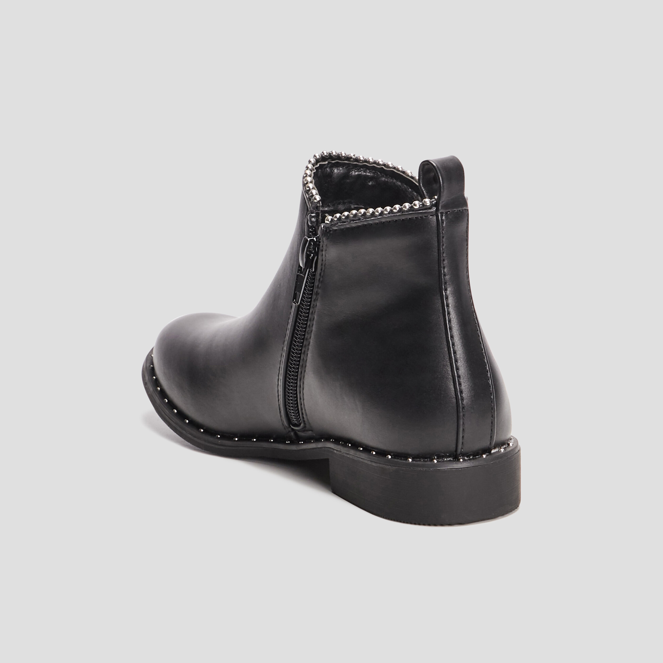 Bottines zippées plates à clous noir fille | La Halle