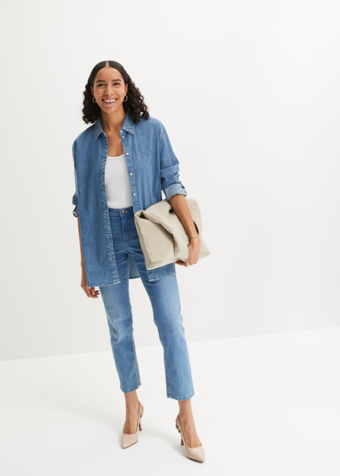 Straight Komfort-Stretch-Jeans, verkürzt