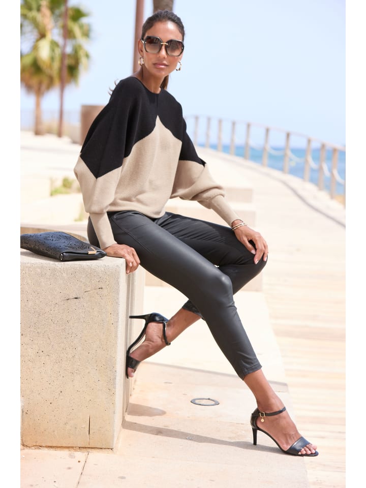 LASCANA Strickpullover in schwarz-sand günstig kaufen