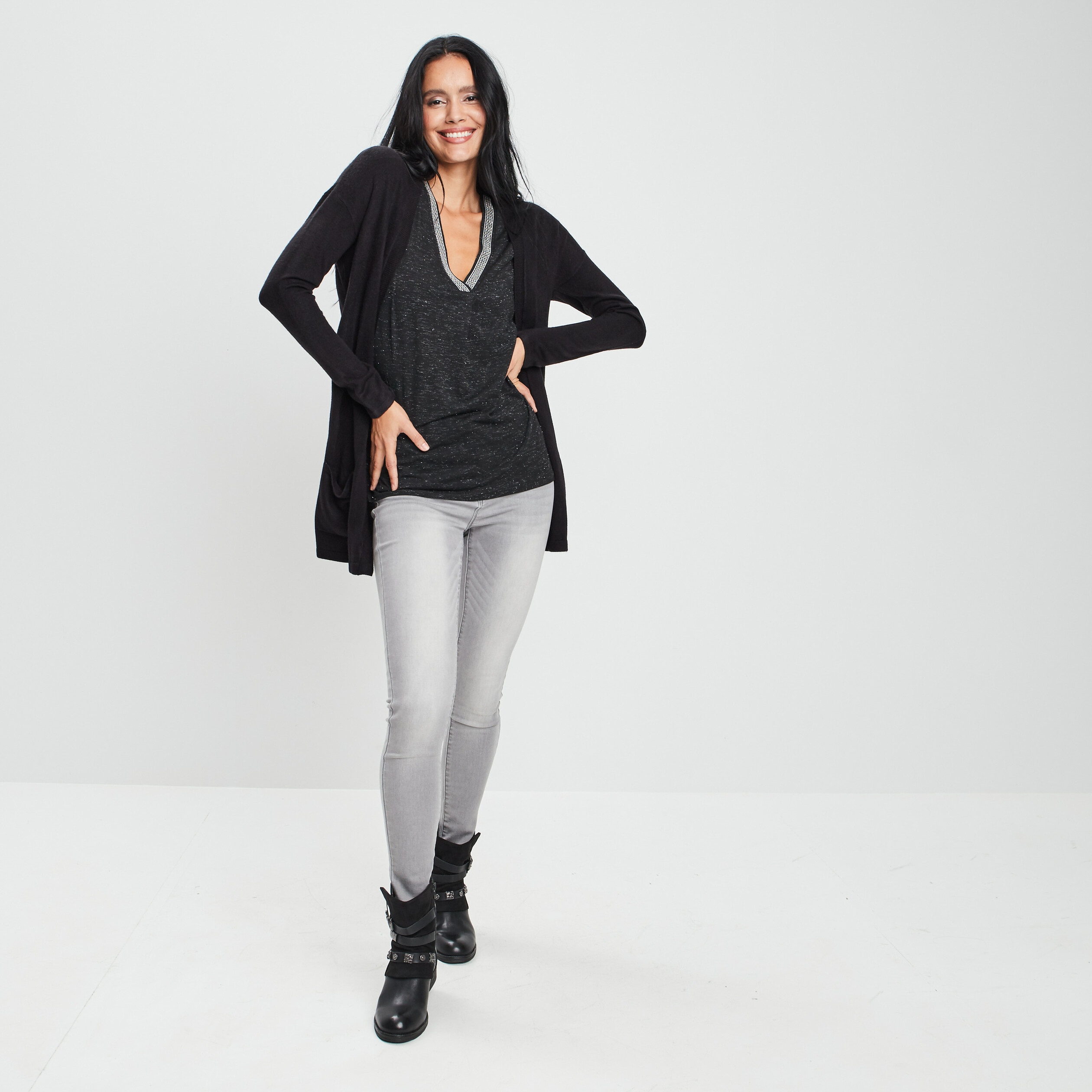 T-shirt manches courtes noir femme | La Halle