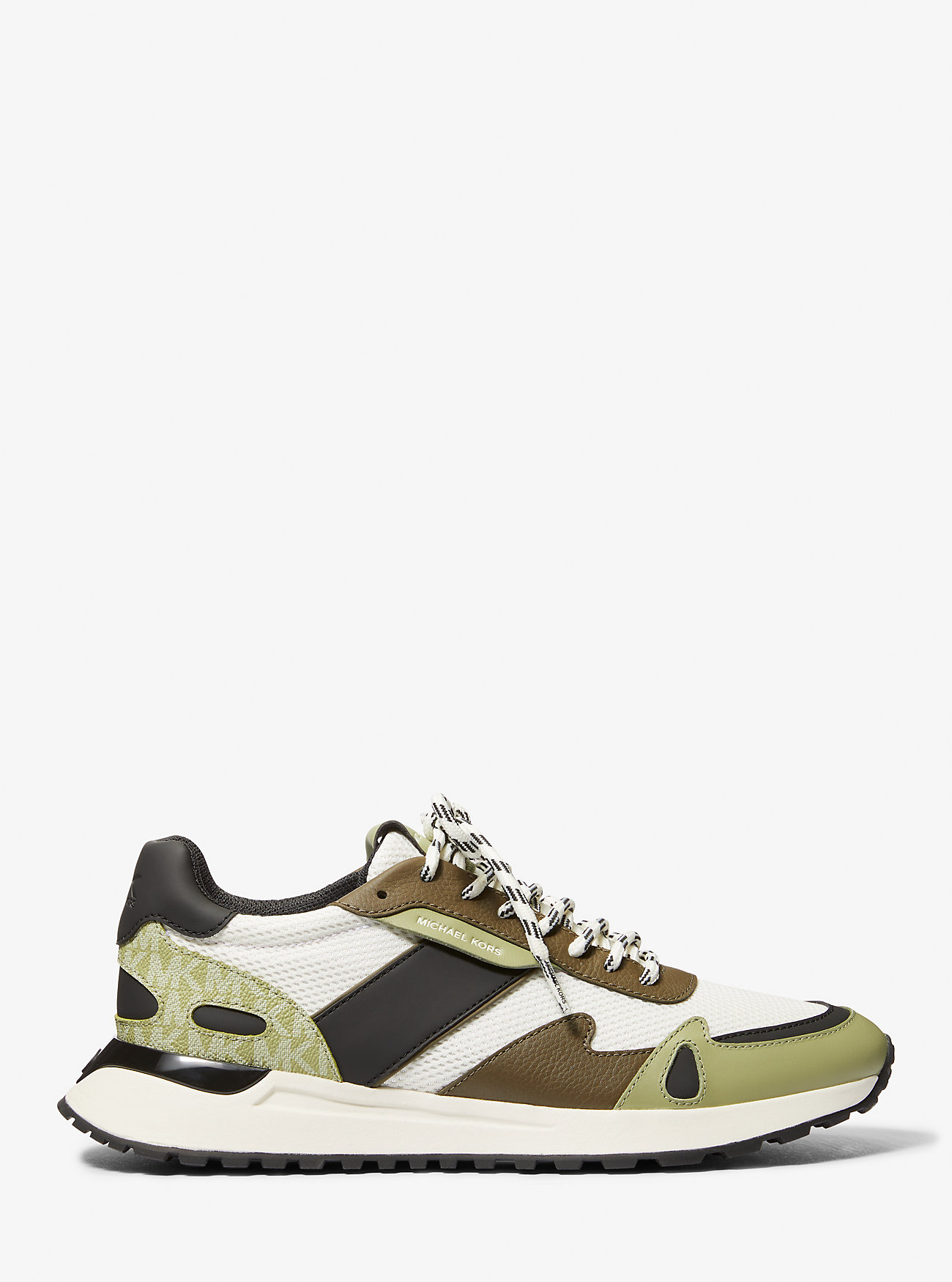 Miles fargeblokkerte signaturlogo- og mesh-sko – OLIVE