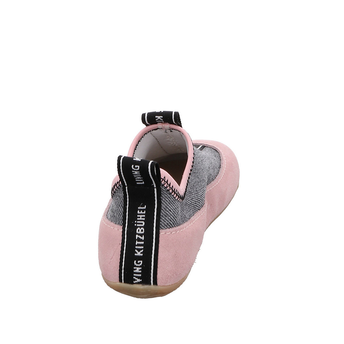 Mädchen Hausschuhe Hausschuh Kinderschuhe Logoschriftzug Leder-/Textilkombination gemustert Hausschuhe