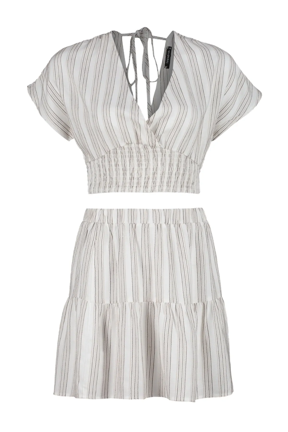 Trendyol Collection  Beiges gewebtes Blusen-Rock-Set TBESS23AU00110