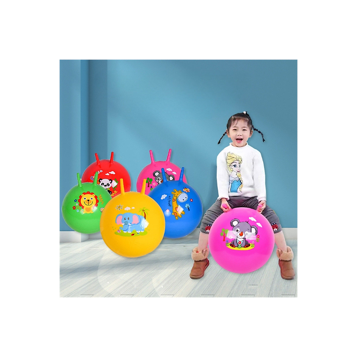 Springball Sprungball mit Haltegriff (zufällige Farbe) Skippy Ball Kinder Springball 45/55/65cm (zufällige Farbe)