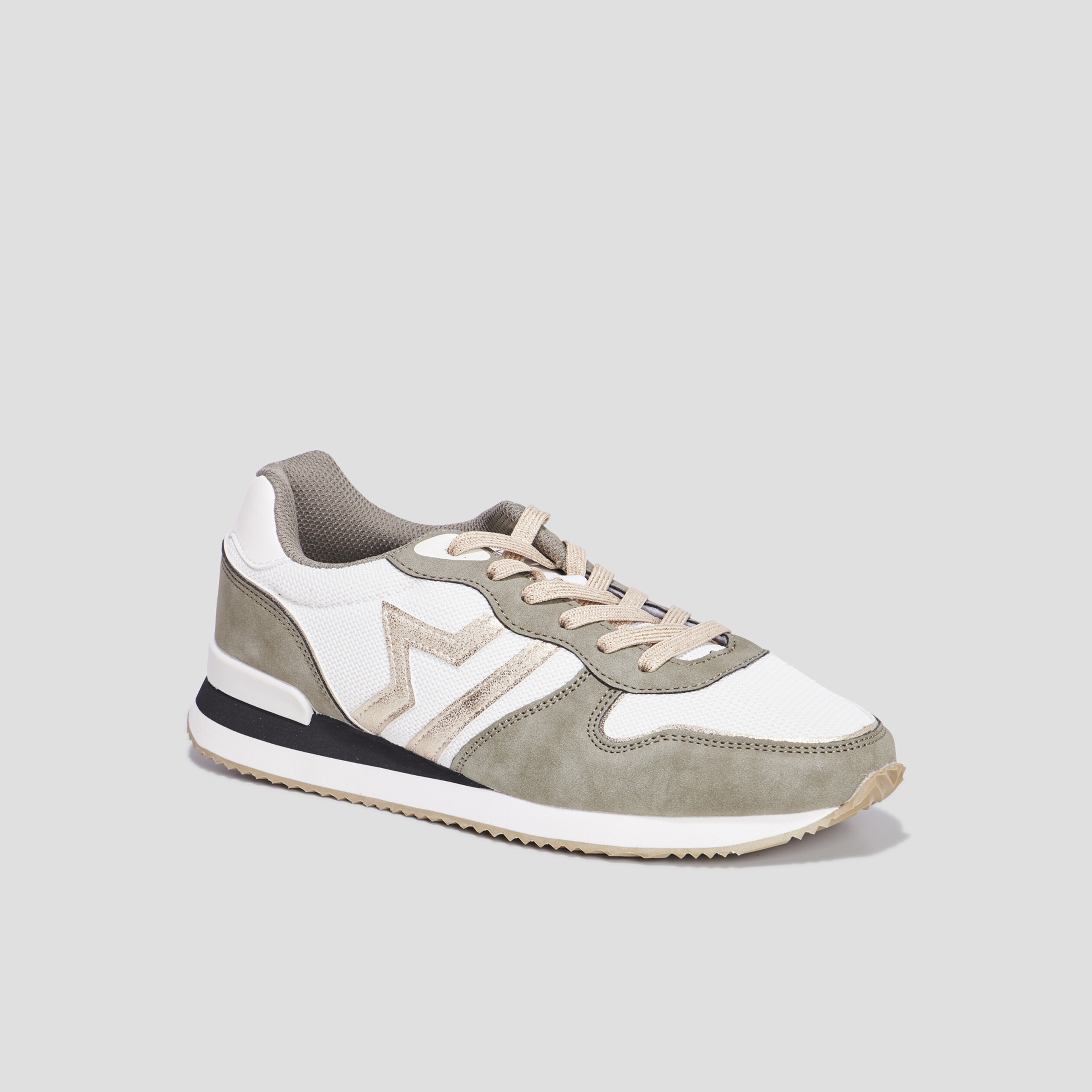 Baskets bi-matière à lacets Creeks vert kaki femme | La Halle