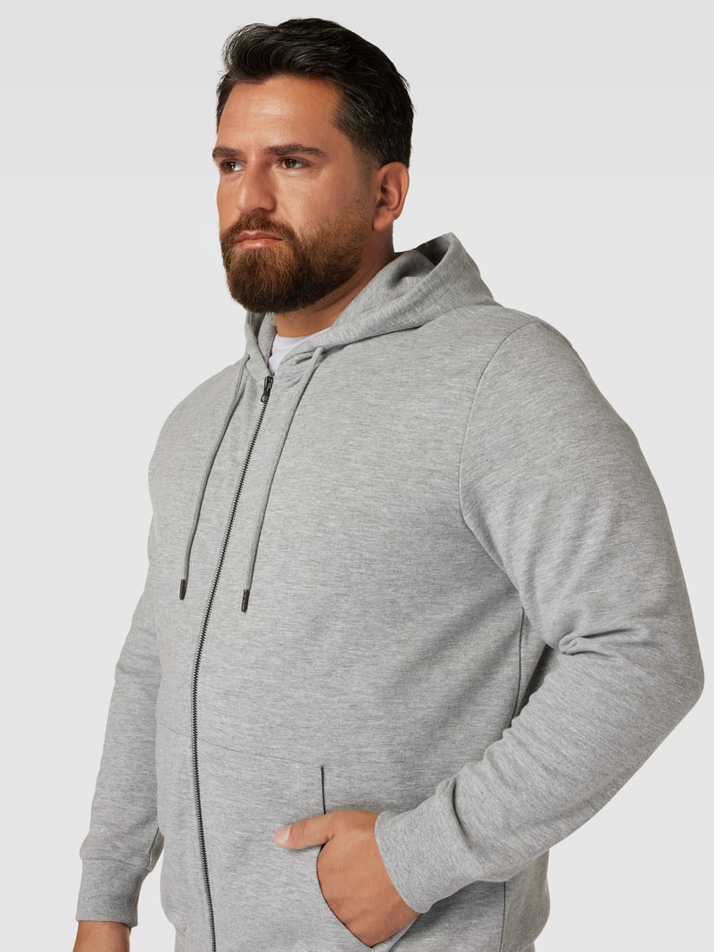 PLUS SIZE Sweatjacke mit Kapuze Modell 'BASIC' in hellgrau meliert