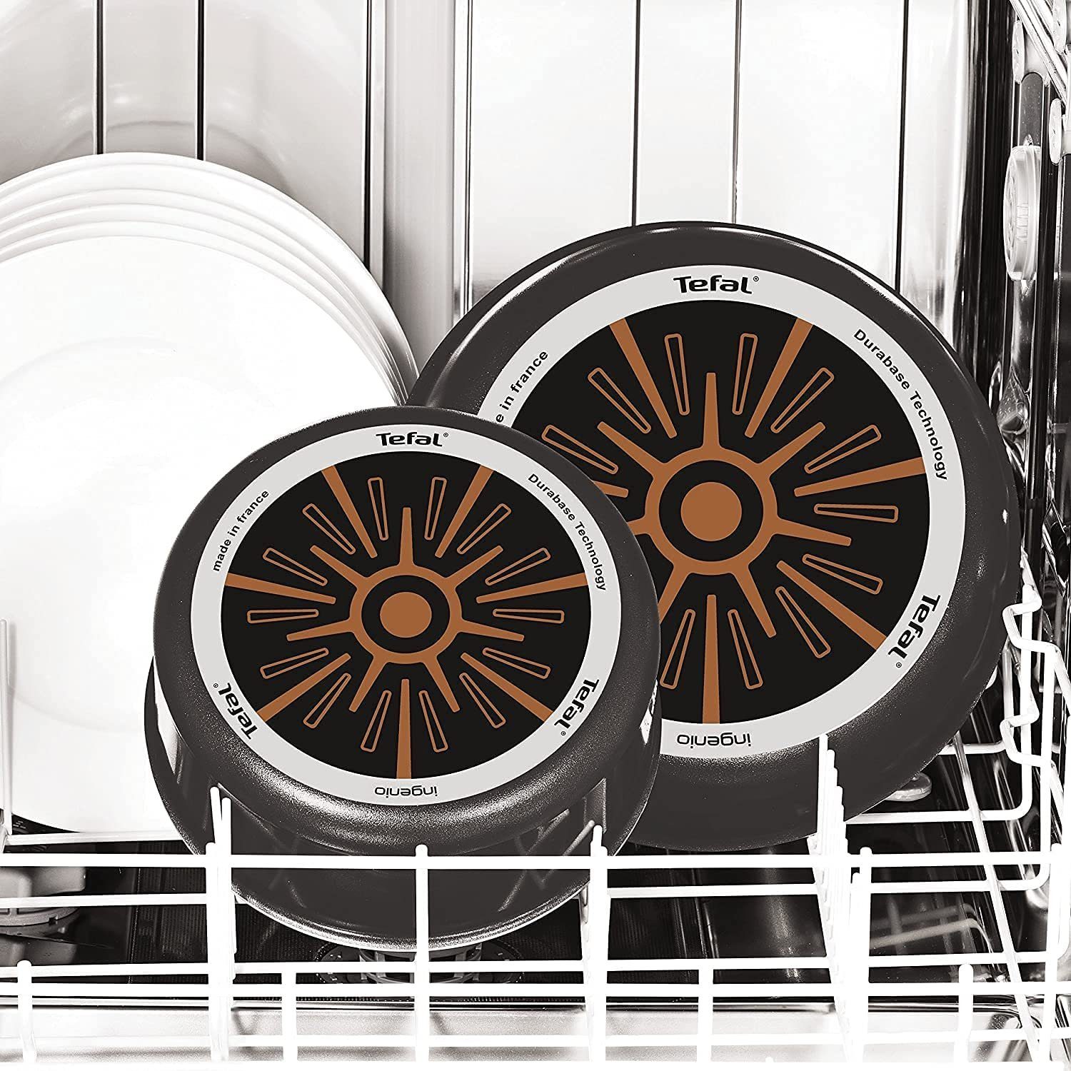 Tefal Topf-Set Ingenio L20488 Topfset 15 tlg, Griff abnehmbar, Töpfeset, Aluminium Guss (Pfanne, Bratpfannen Set, Pfannenset, Wok, Wokpfanne, Schmorpfanne, 15-tlg., Inkl. Spritzschutz, 2 Pfannenwender, 1 Abnehmbarer Griff, 1 Löffel), für alle Herdart