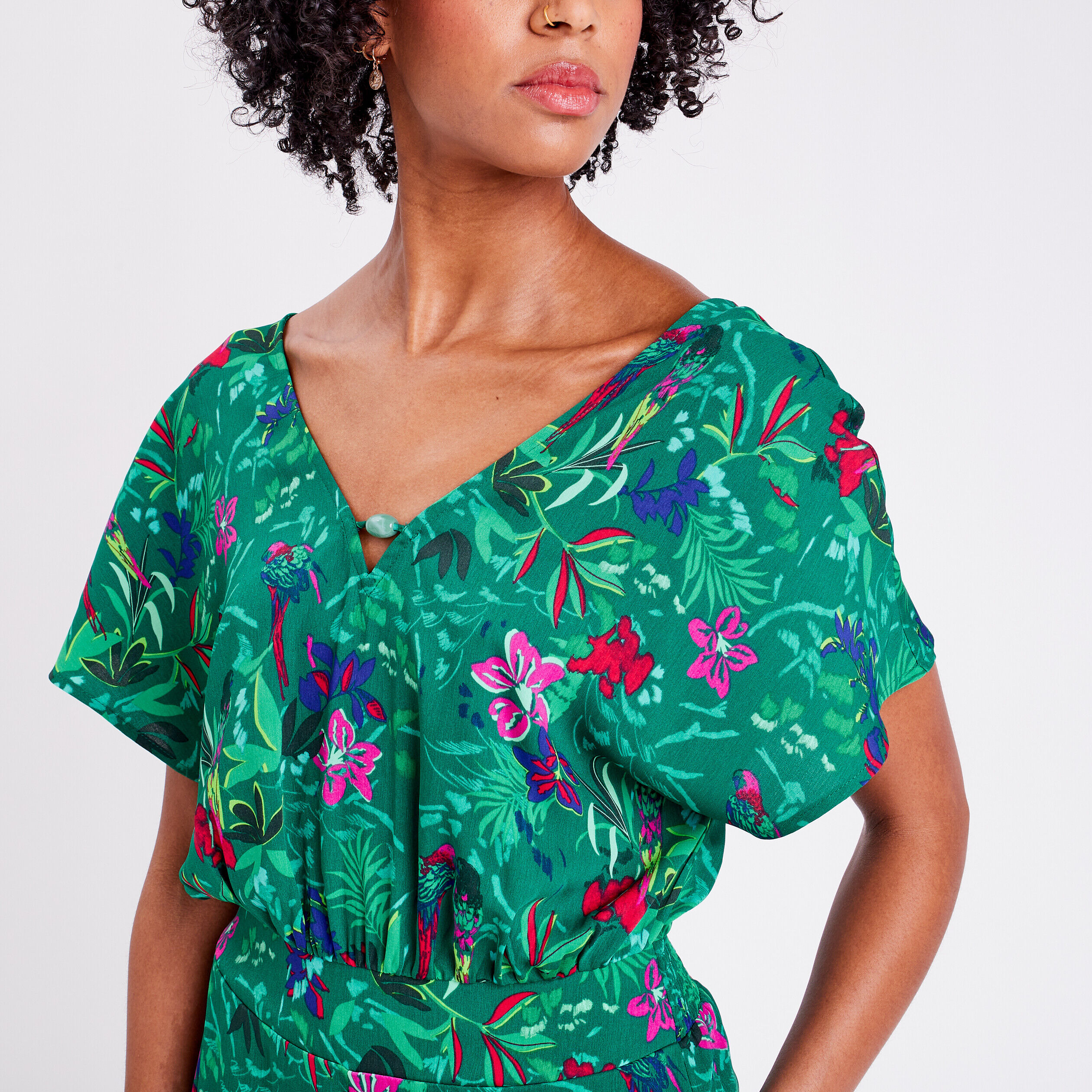 Combinaison manches courtes vert femme | Cache Cache