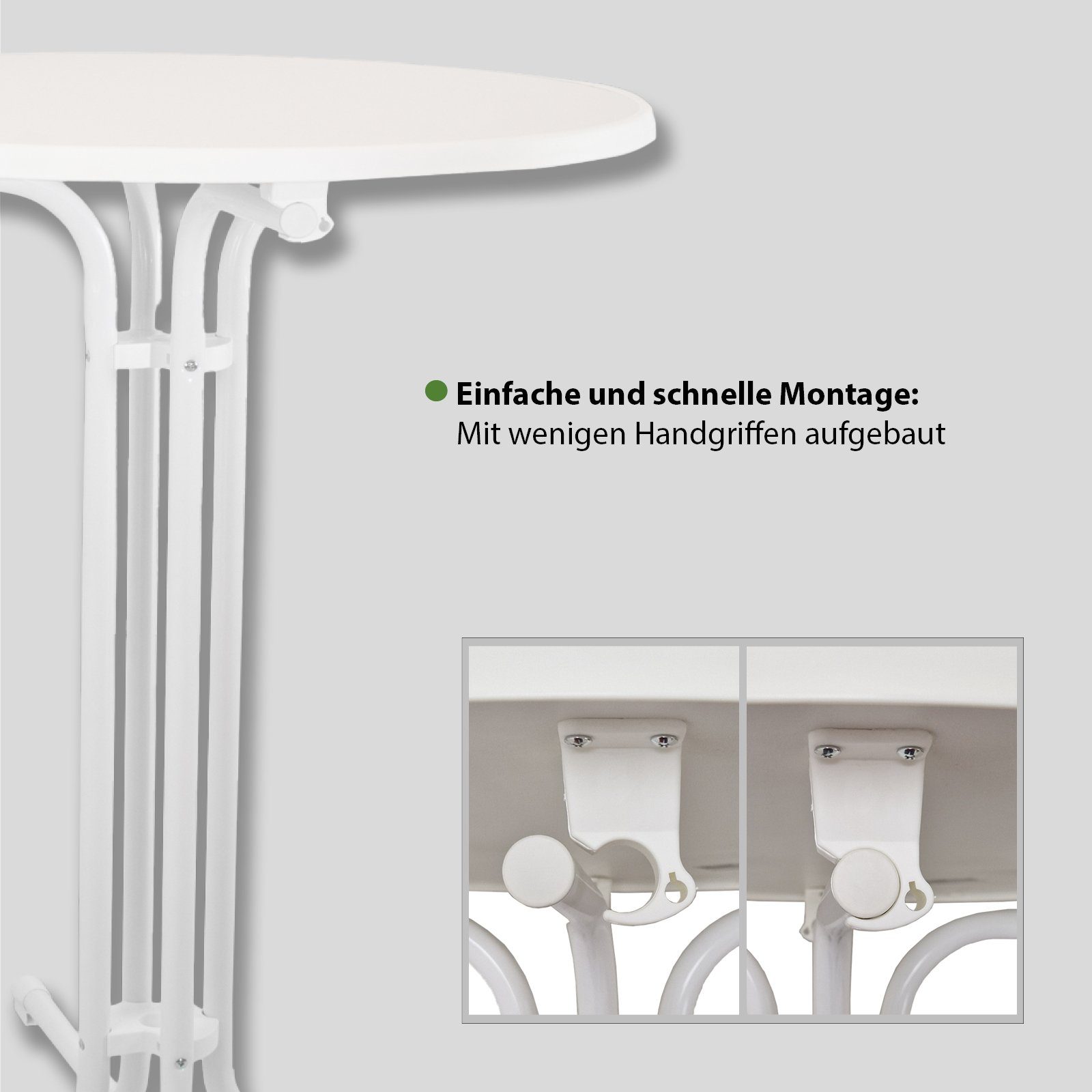 TRUTZHOLM Stehtisch Stehtisch klappbar Ø 80 cm Höhe 110 cm Stahl Gastrotisch Partytisch (1er)