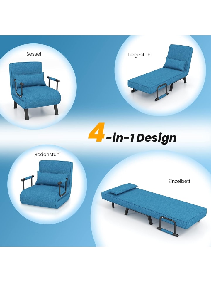 COSTWAY Schlafsessel Klappbar in Blau günstig kaufen onesize