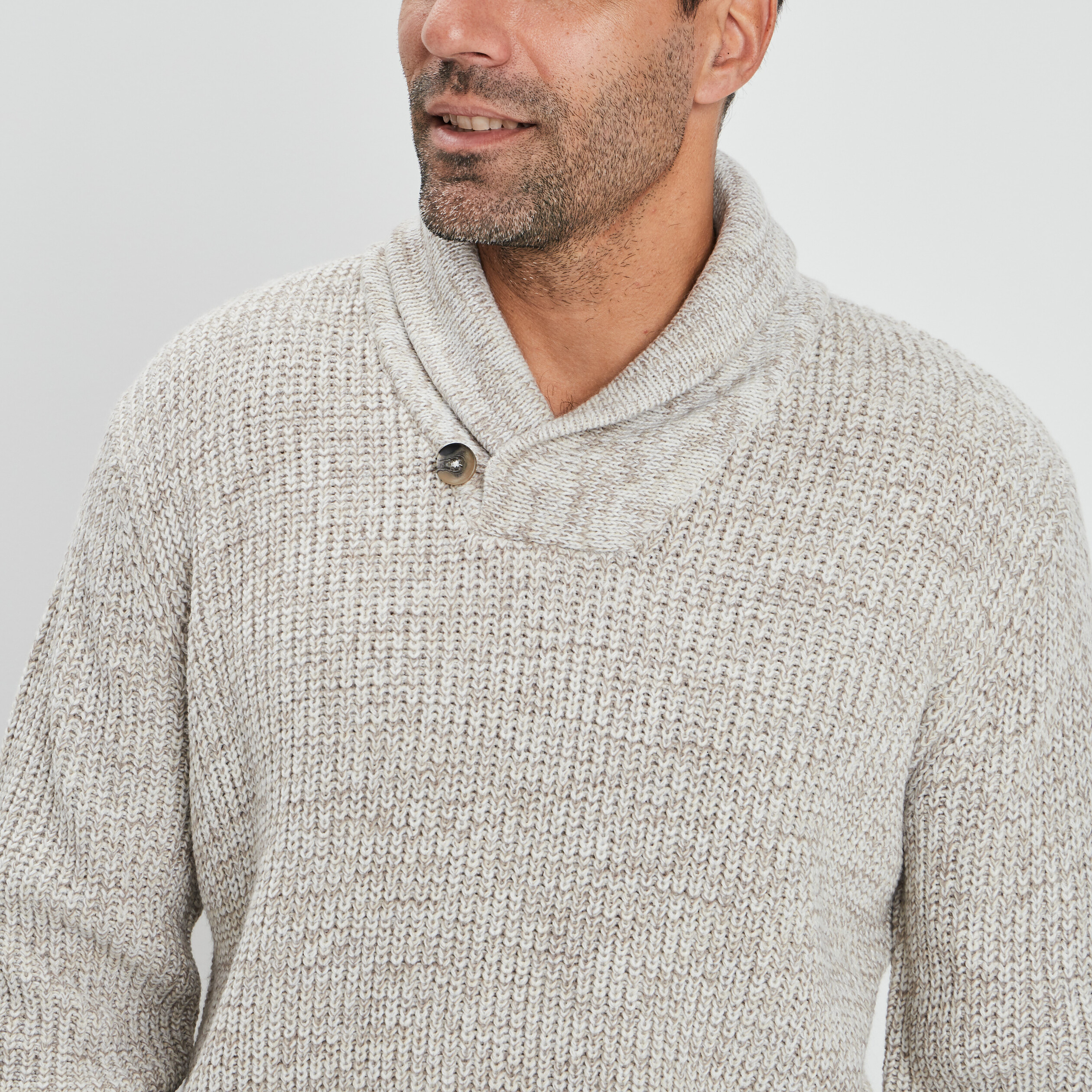 Pull manches longues ivoire homme | La Halle