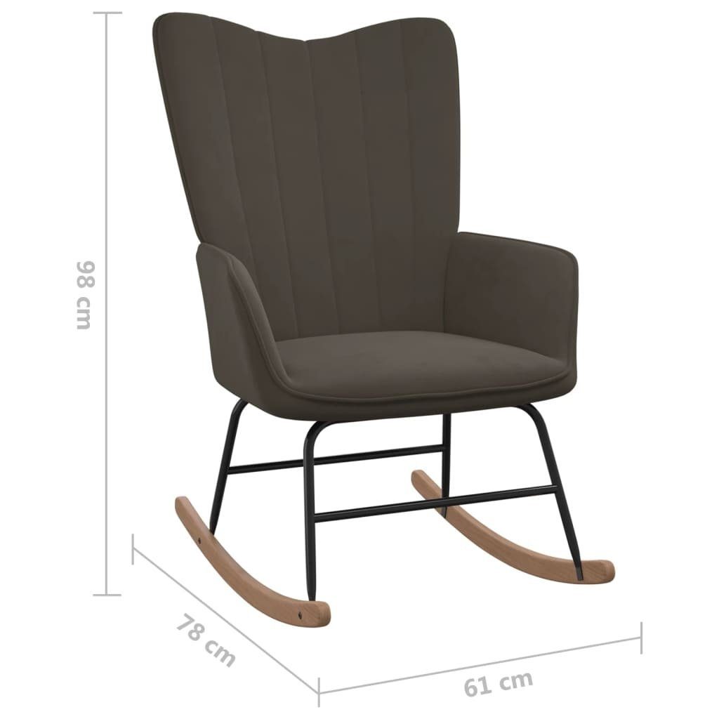 möbelando Schaukelstuhl Hattert (B/H/T: 61x98x78 cm), aus Samt (100% Polyester), massives Buchenholz, Stahl in Dunkelgrau
