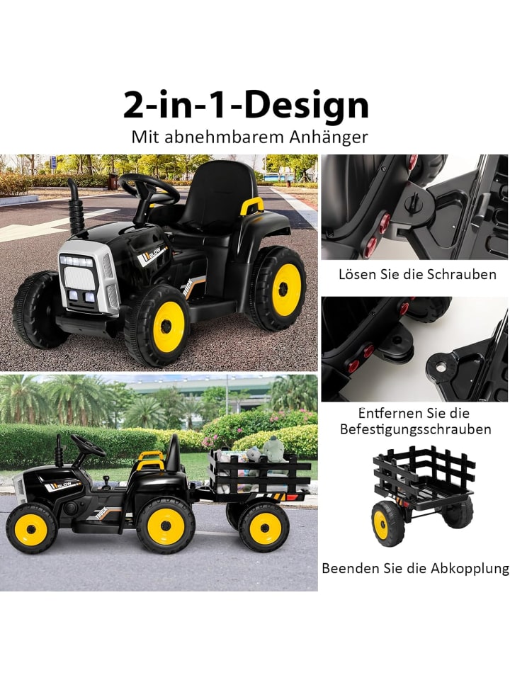 COSTWAY 12V Traktor ab 3 Jahren in Schwarz günstig kaufen onesize