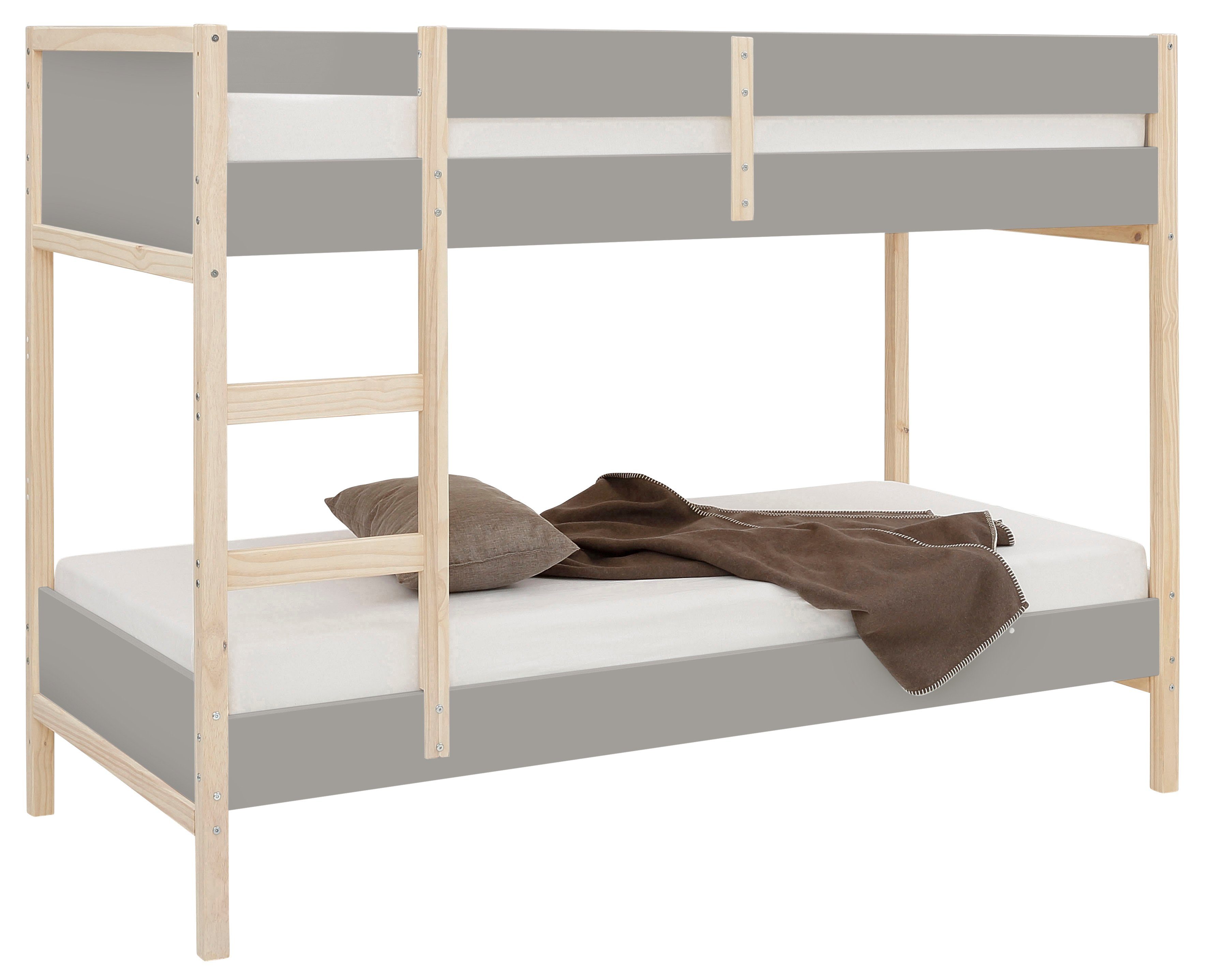 Lüttenhütt Etagenbett Janne, Kiefernholz, Etagenbett, inklusive Holzleiter, Liegefläche 90x200 cm