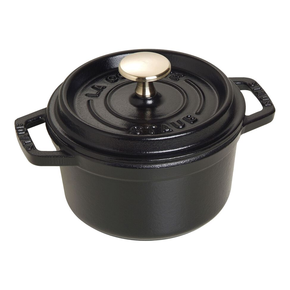 Cocotte 14 cm, rund, Schwarz, Gusseisen