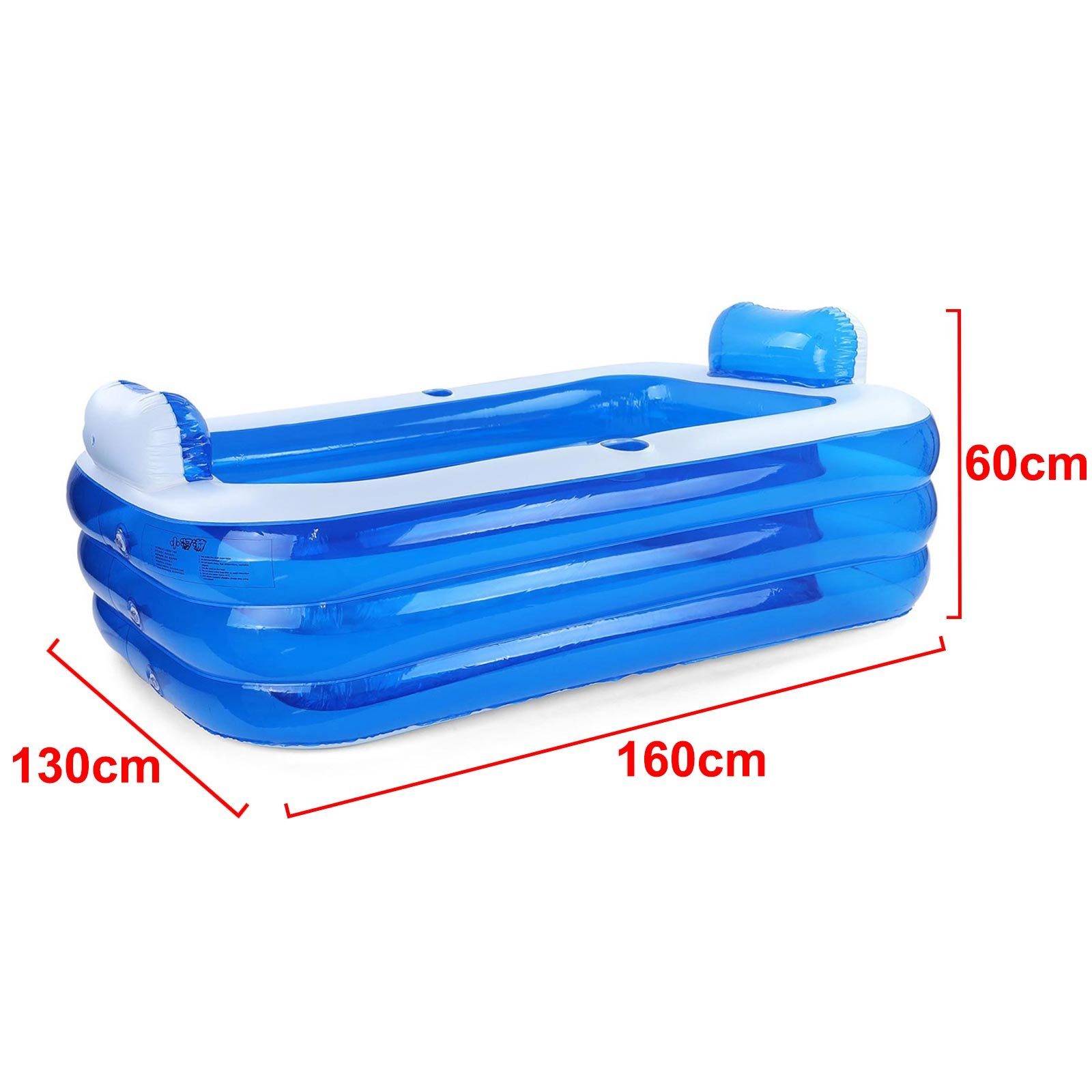 RAMROXX Pool RELAX Pool Swimmingpool mit Kopfstützen und 2 Cupholder Rechteckig XL 160x130x60