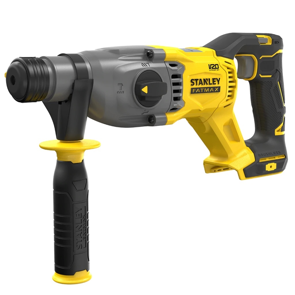 Stanley SFMCH900B FATMAX® V20 akkus fúrókalapács szénkefe nélküli SDS-Plus 18 Volt akkumulátorok és töltő nélkül