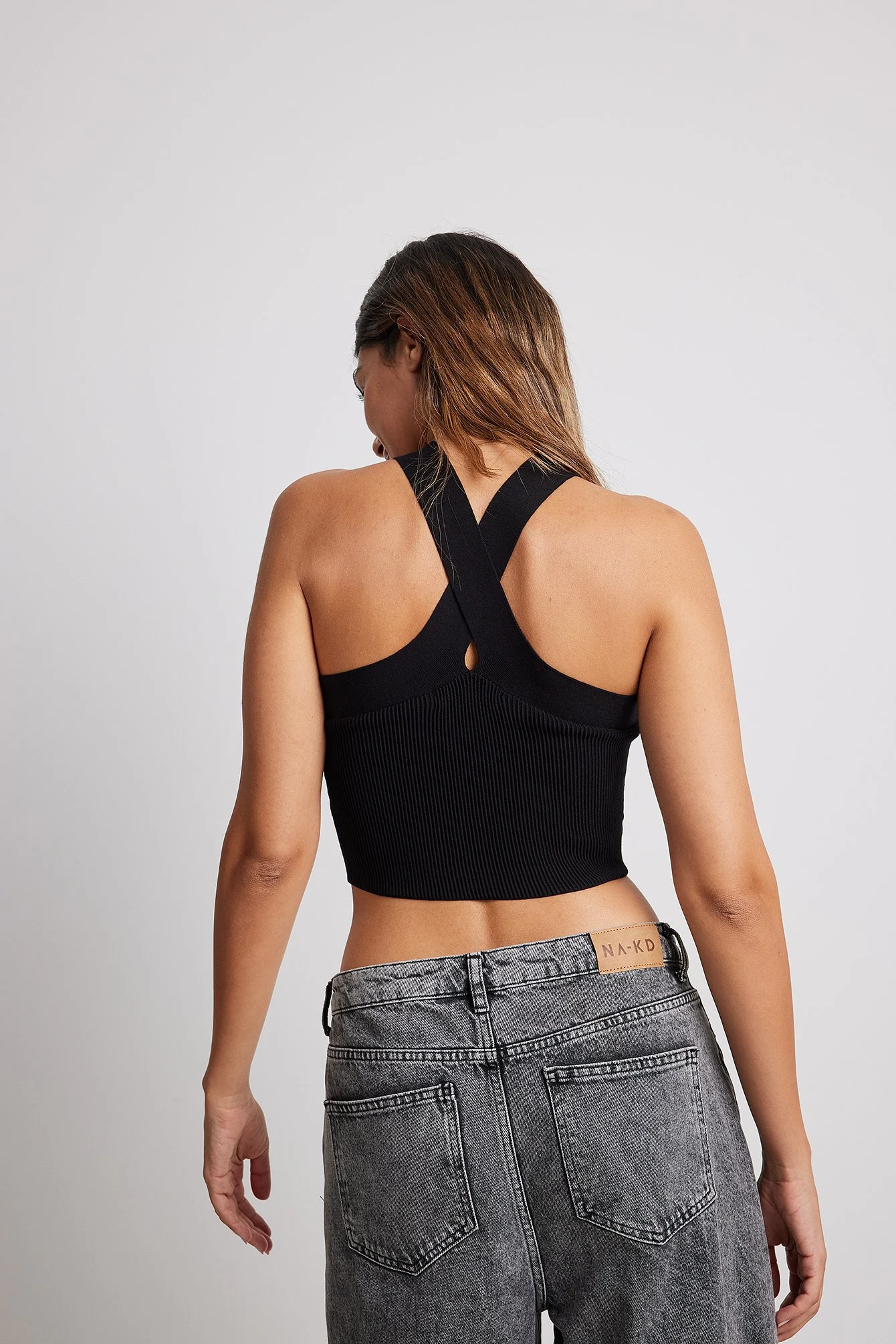 Geripptes Strick-Crop-Top