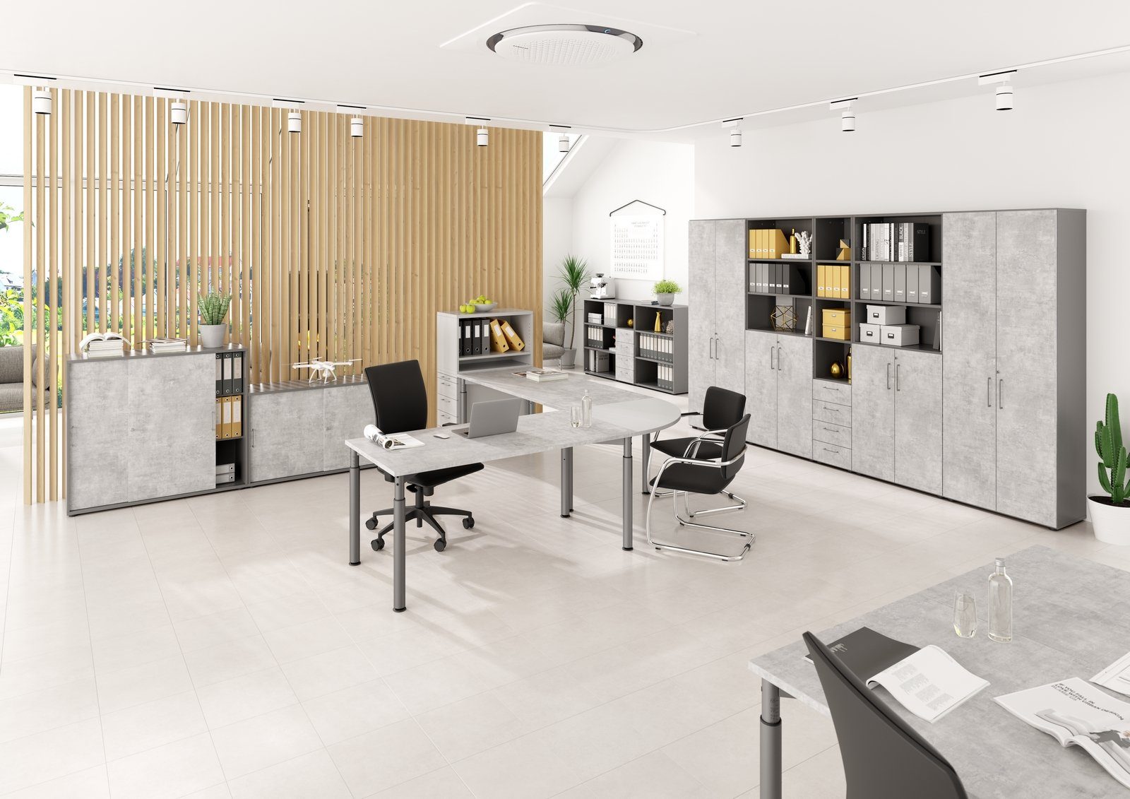 bümö Aktenregal smart Schubladen Regal - 4 Schübe, Dekor: Weiß/Silber