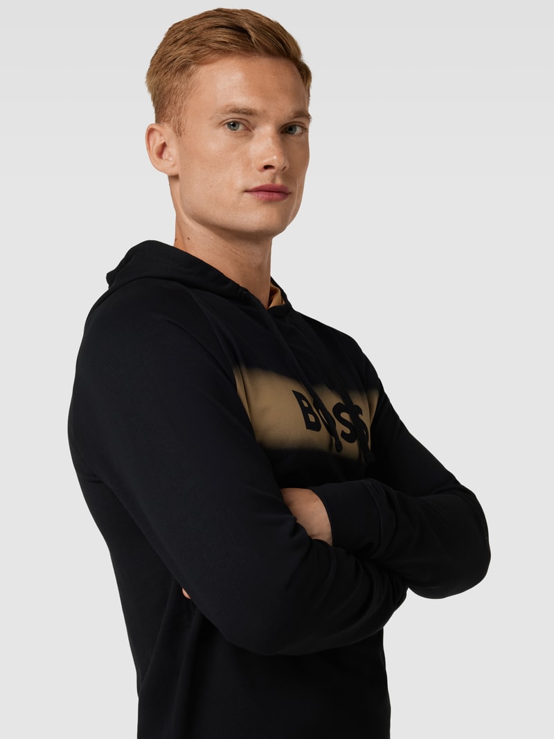 Hoodie mit Label-Print Modell 'Authentic' in schwarz