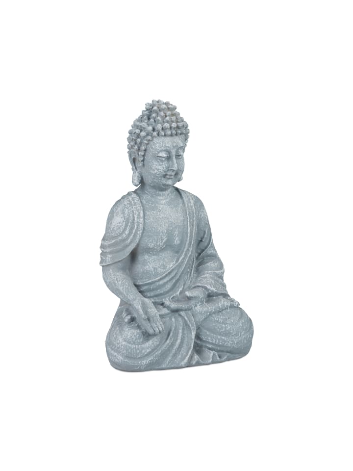relaxdays Buddha Figur in Hellgrau - (H)18 cm günstig kaufen onesize