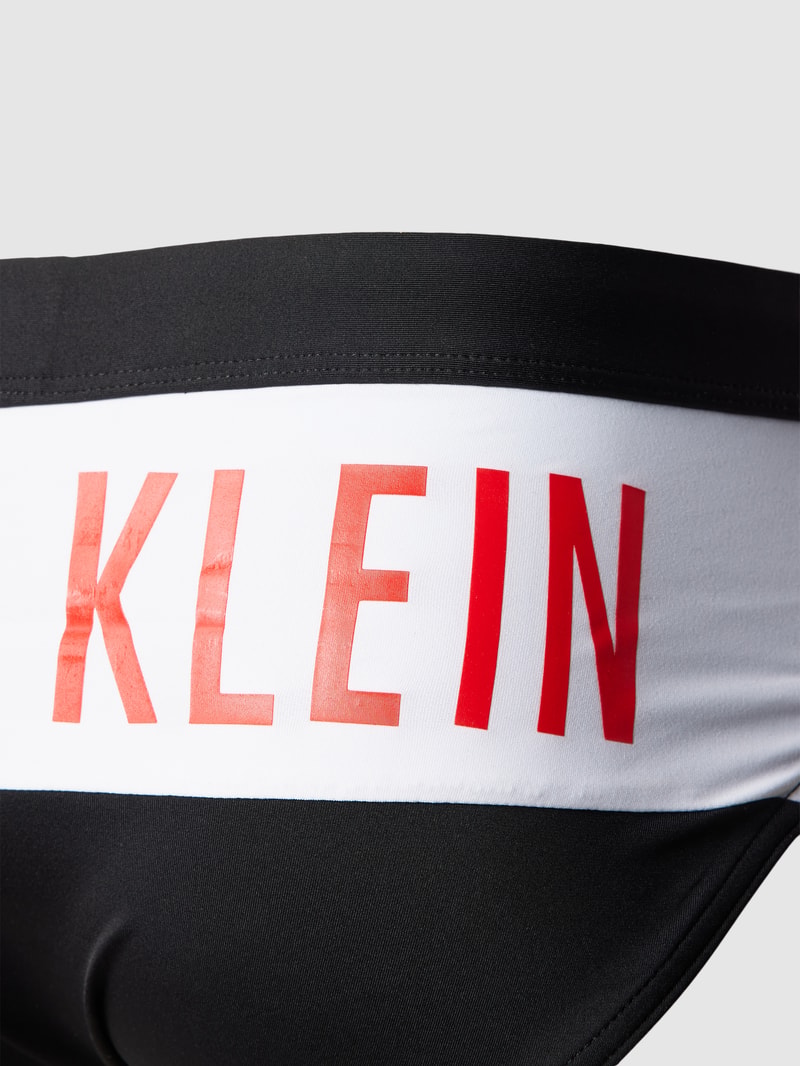 Badehose mit Label-Print in schwarz