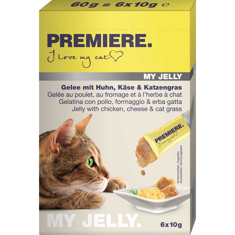 PREMIERE Snacks PREMIERE MyJelly Huhn,Käse&Katzengras 6x10g