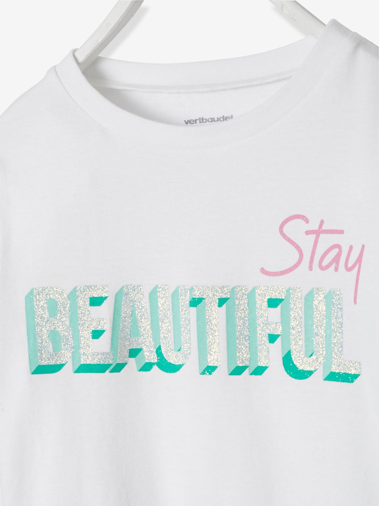T-shirt fille motif irisé blanc