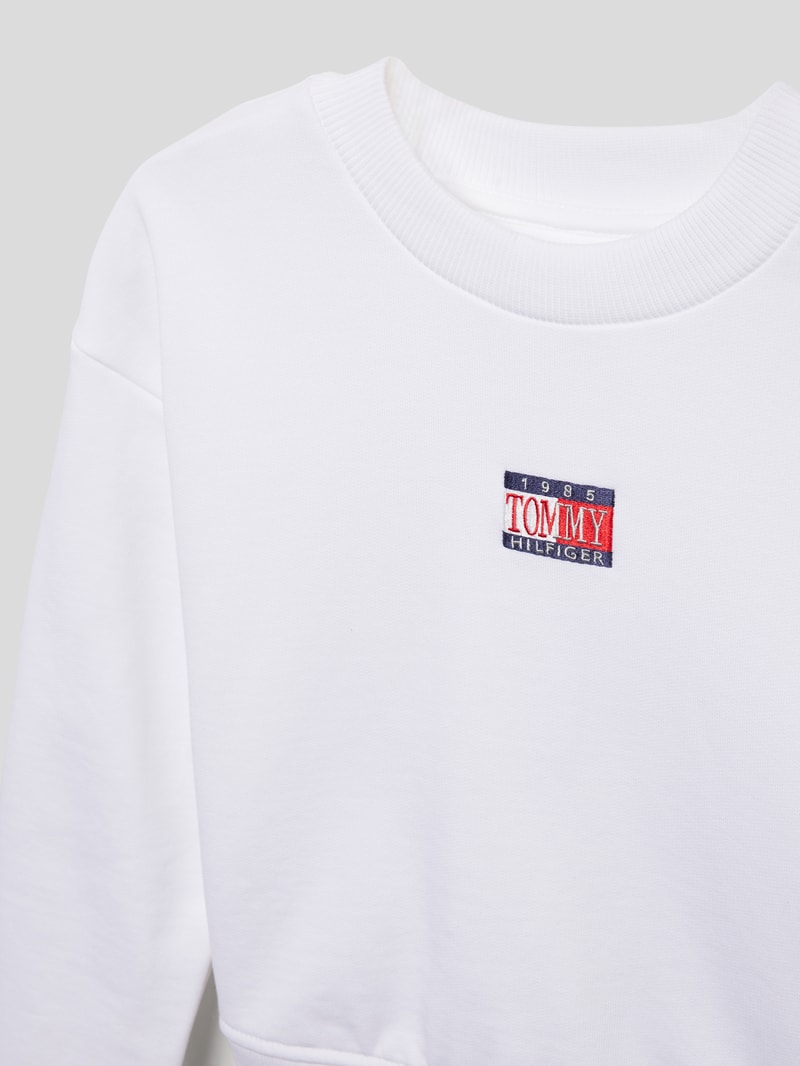 Sweatshirt mit Label-Stitching in weiß