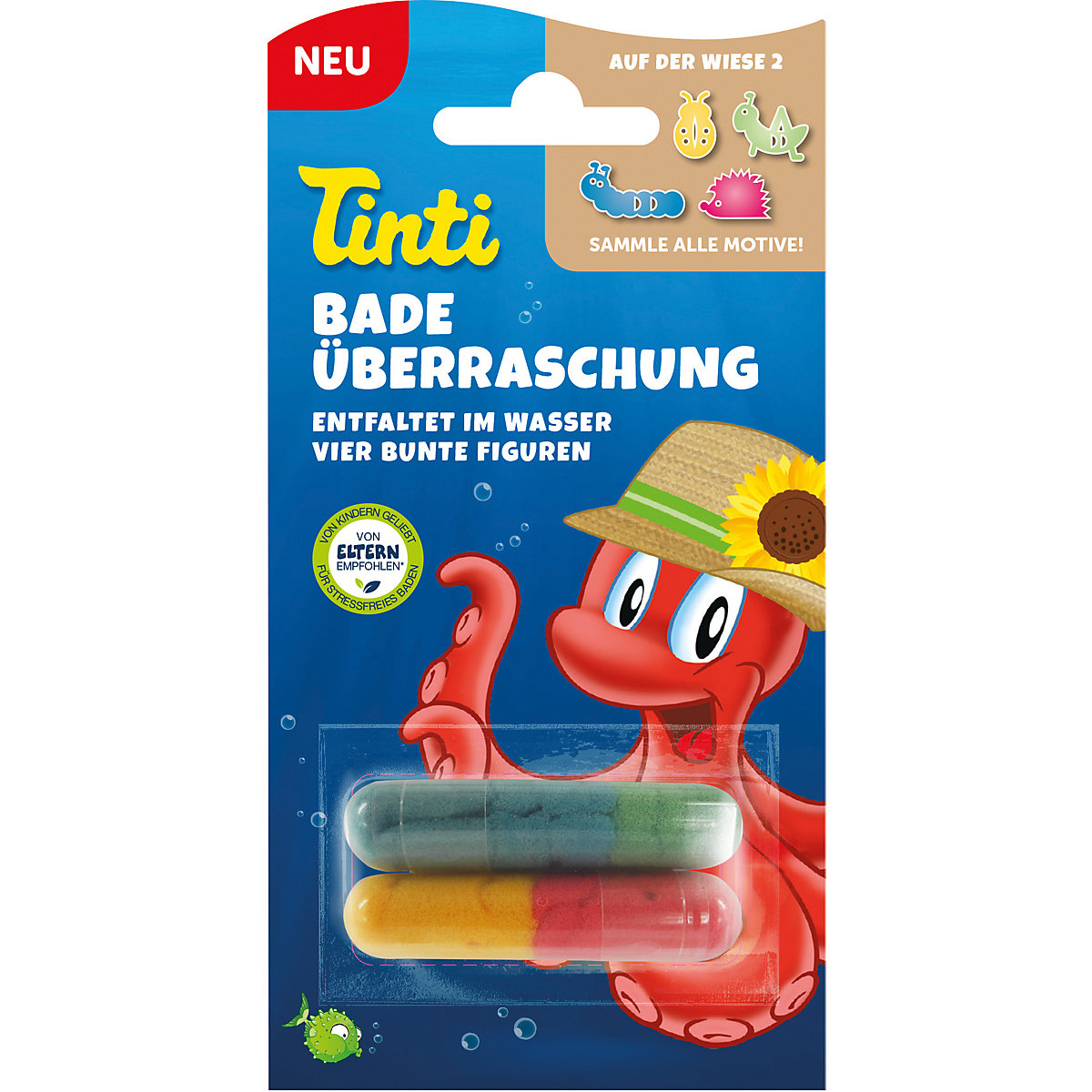 Badeüberraschung, 10er Pack, Badebohnen mit Schwammfiguren