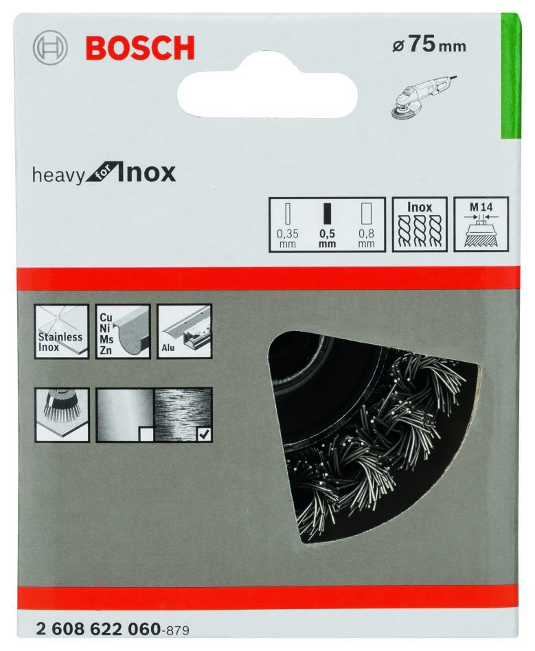 Bosch Blue Zubehör 2608622060 Drahtbürste 75 mm INOX geflochten M14
