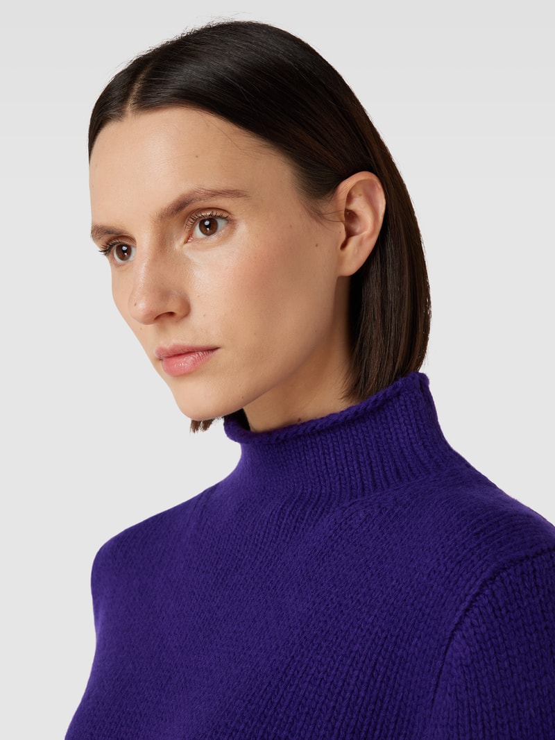 Strickpullover mit Stehkragen Modell 'Basic' in lila