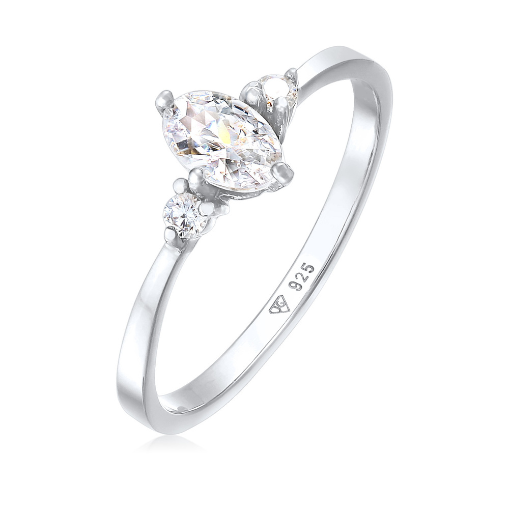 Elli Elli Bague Femmes Bague de fiançailles Ovale avec Cristal de Zirconium en Argent  Bague
