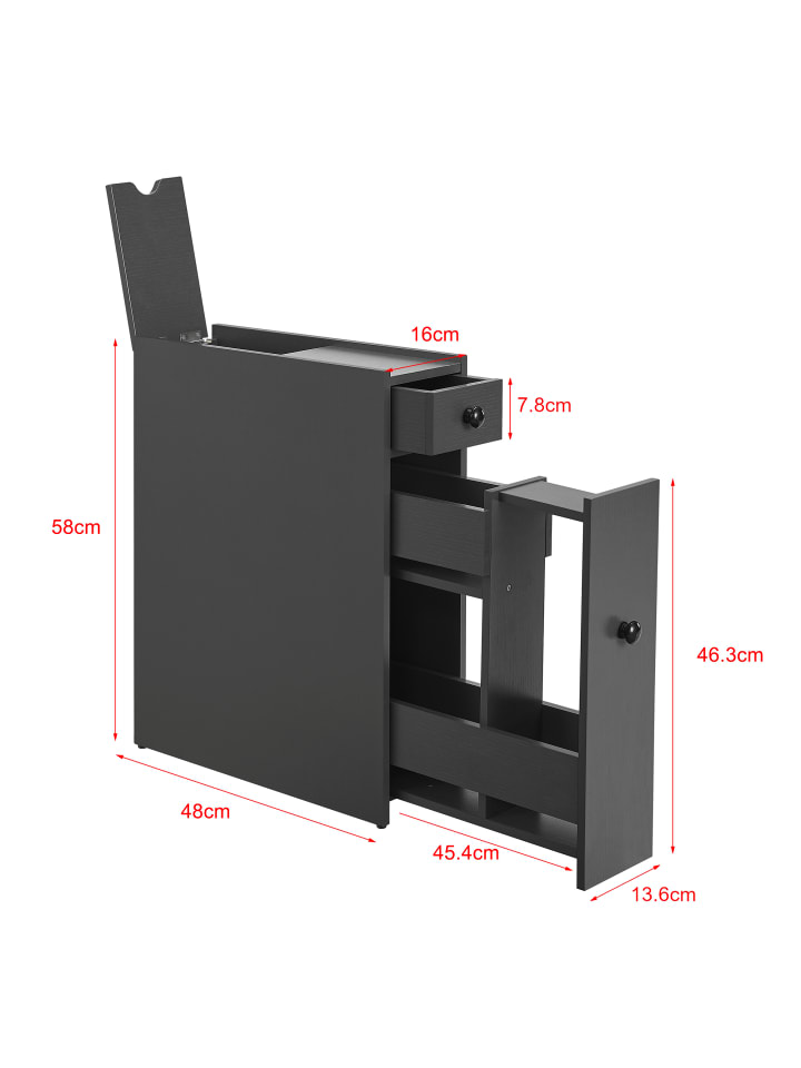 en.casa Badezimmerschrank Kihniö in Grau (H)58cm (B)16cm (T)48cm günstig kaufen onesize