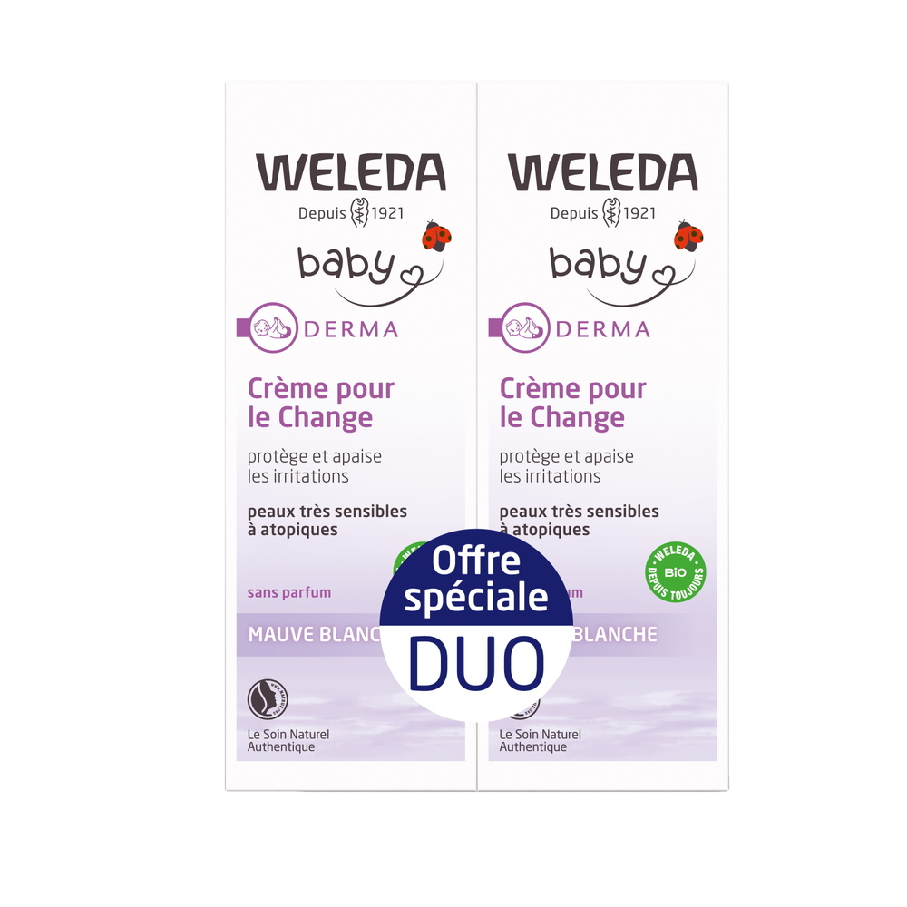 WELEDA Duo Crème pour le Change à la Mauve Blanche Bio Bébé