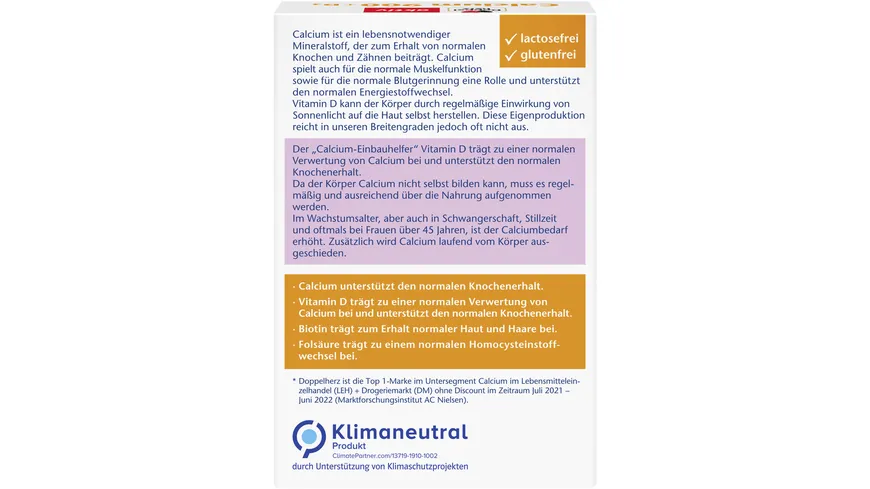 Doppelherz Calcium 900 + D3 Biotin + Folsäure 30 Tabletten