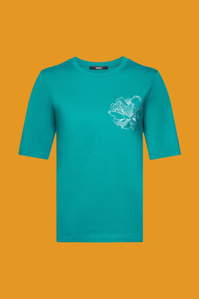 Baumwoll-T-Shirt mit floraler Stickerei