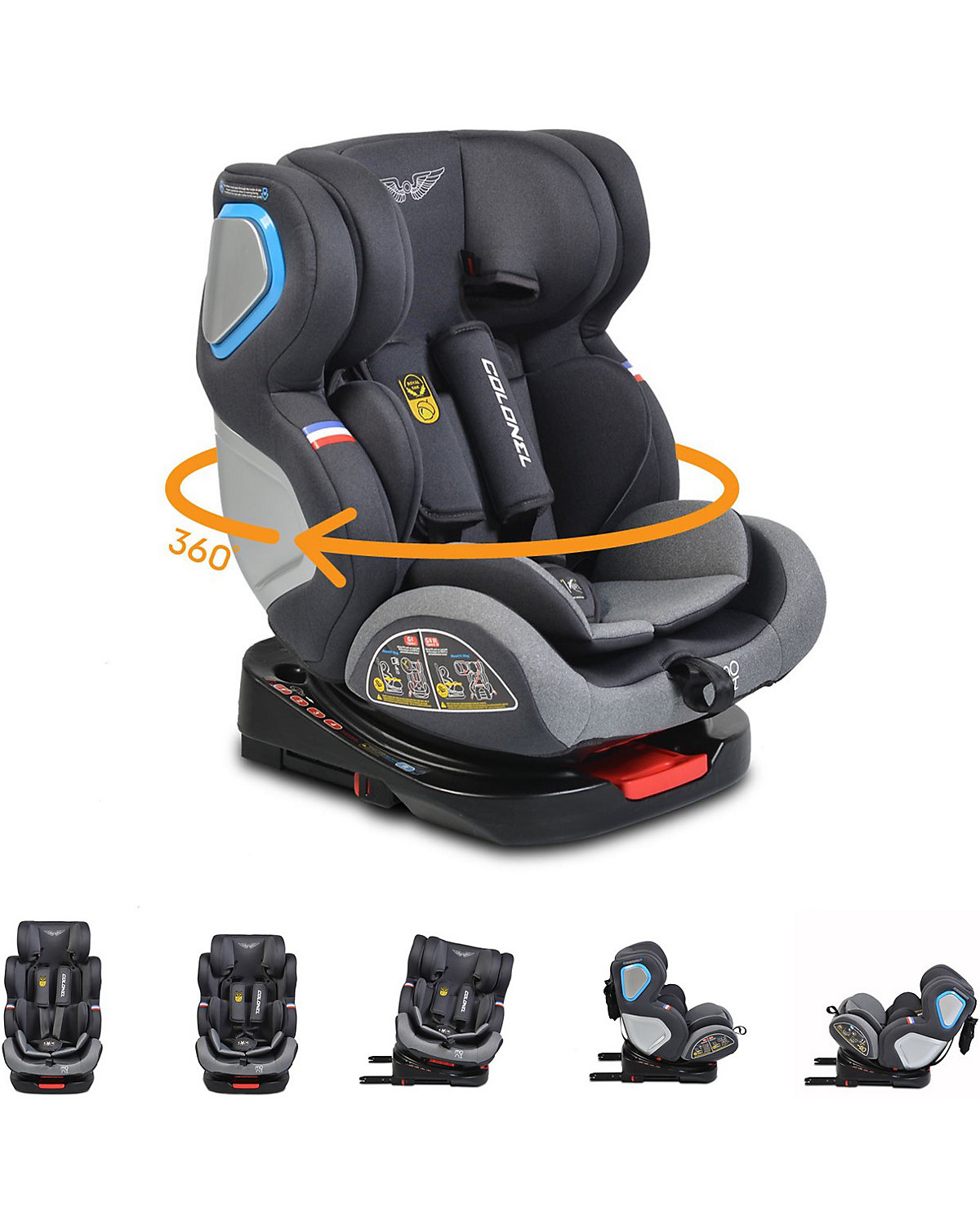 Kindersitz Colonel Gruppe 0/1/2/3, 0-36 kg Isofix Kindersitze