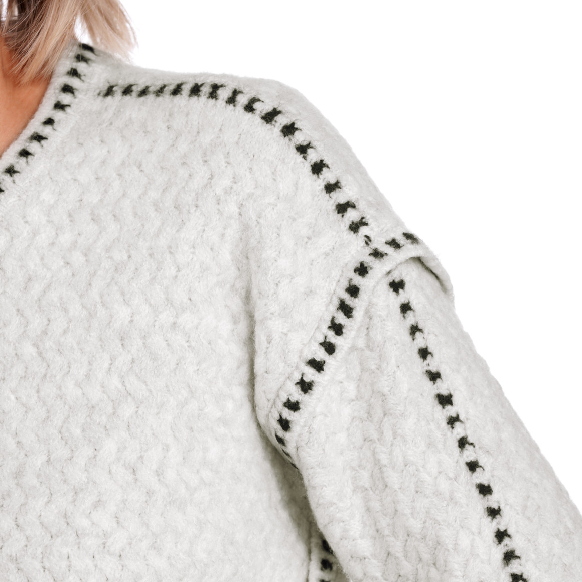 Damen Strickpullover mit Ziernähten