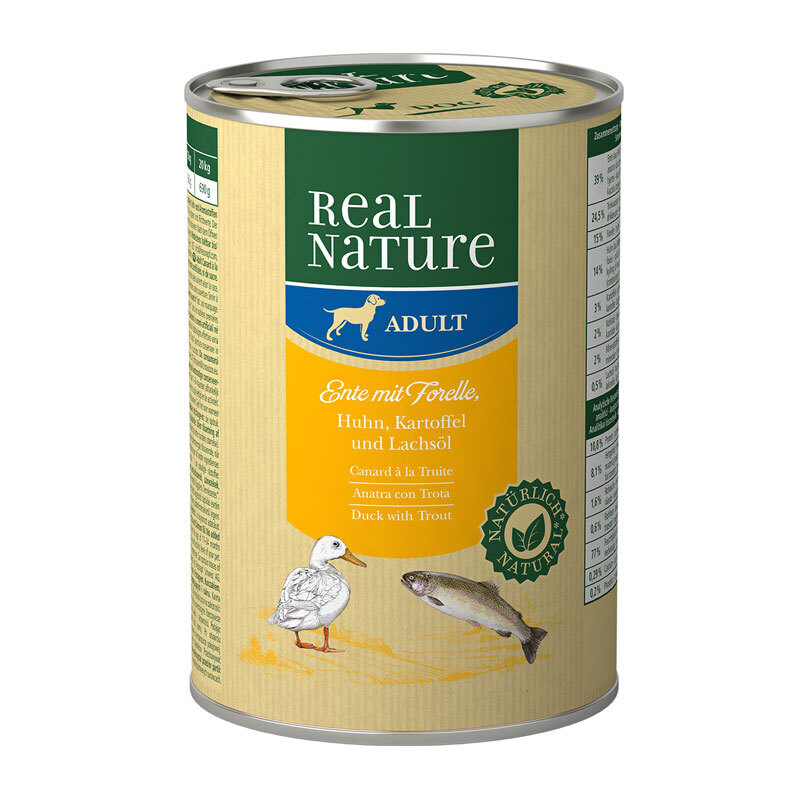 REAL NATURE Hundenassfutter REAL NATURE Adult Ente mit Forelle 12x400 g