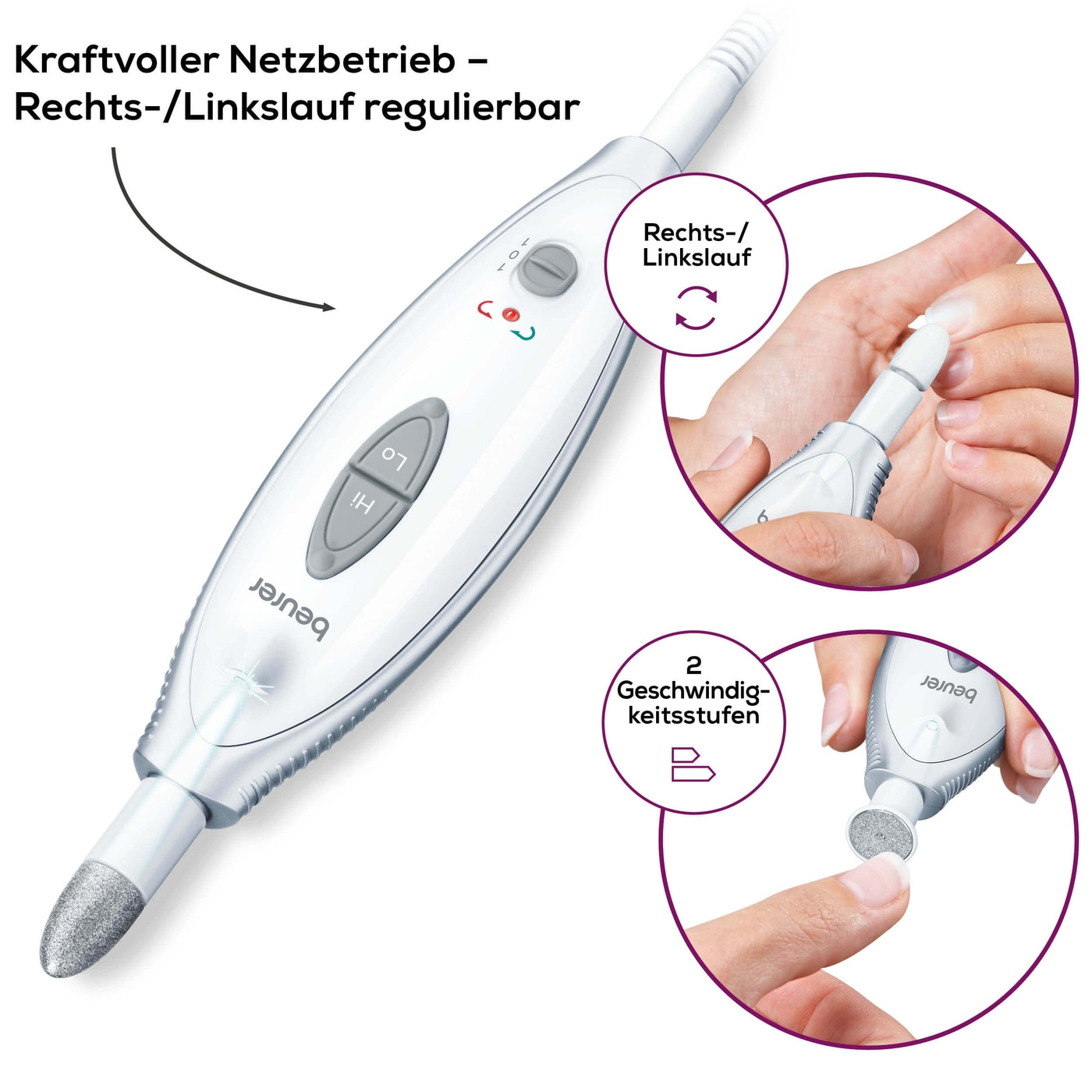 Beurer Maniküre-/Pediküreset MP 41-Nagelfräser für eine hochwertige Maniküre & Pediküre mit 7 Aufsätzen