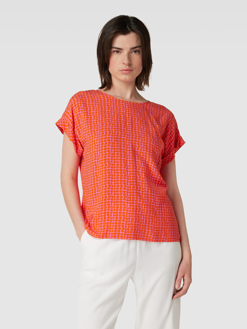 Blusenshirt mit Allover-Muster in dunkel orange